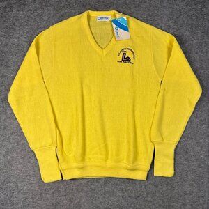 Vintage Lake Placid Eaton Sweater Large Yellow Miracle on Ice Winter Olympics